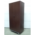 Mahogany 5 Shelf Storage Cabinet, Shelving Unit, Locking